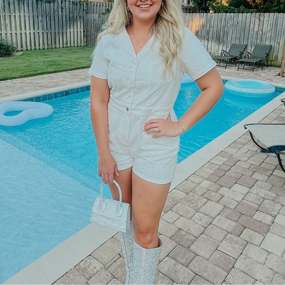 Buddy Love White Crystal Fringe Romper